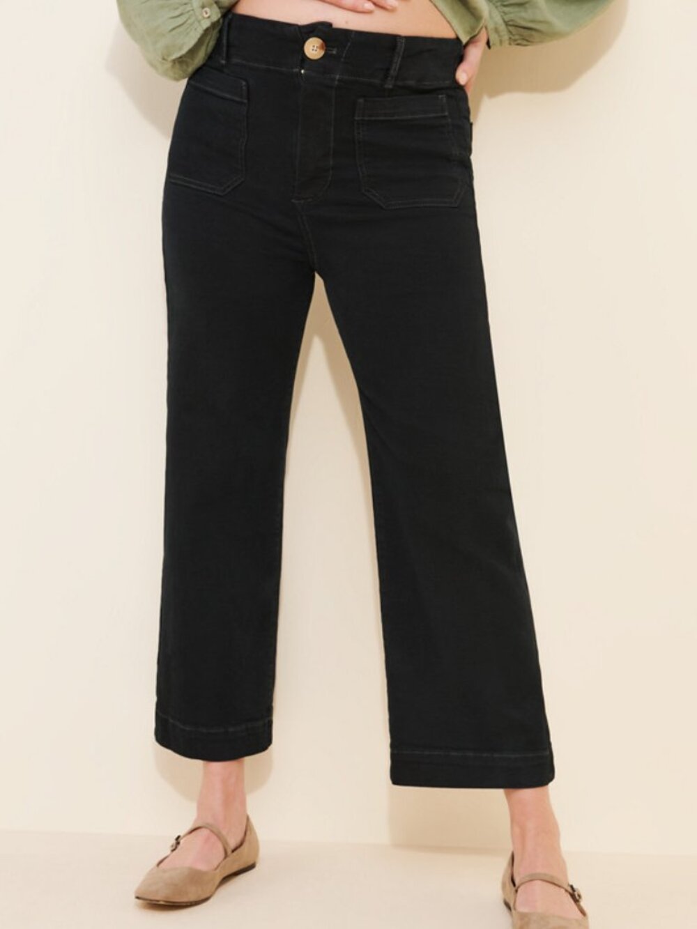 Maeve by Anthropologie Colette Cropped Wide Leg Jeans Size 29P 36572